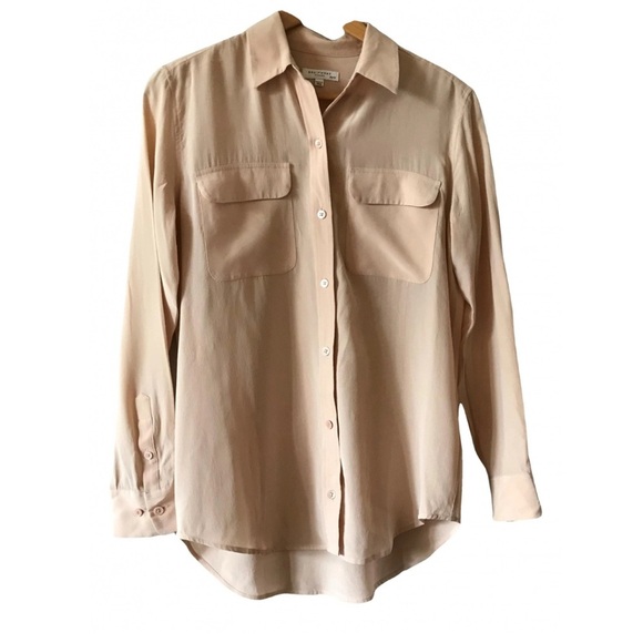EQUIPMENT SLIM SIGNATURE SILK SHIRT Size L  light peach - Picture 1 of 5